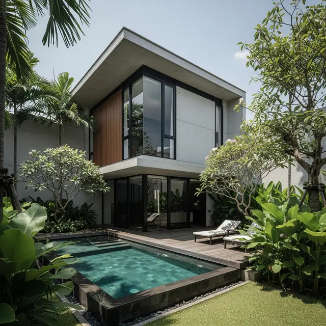 Model Rumah Sederhana tapi Mewah dengan Kolam Kecil