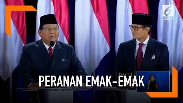 Prabowo menilai bahwa peranan emak-emak penting bagi kelangsungan ekonomi di Indonesia.