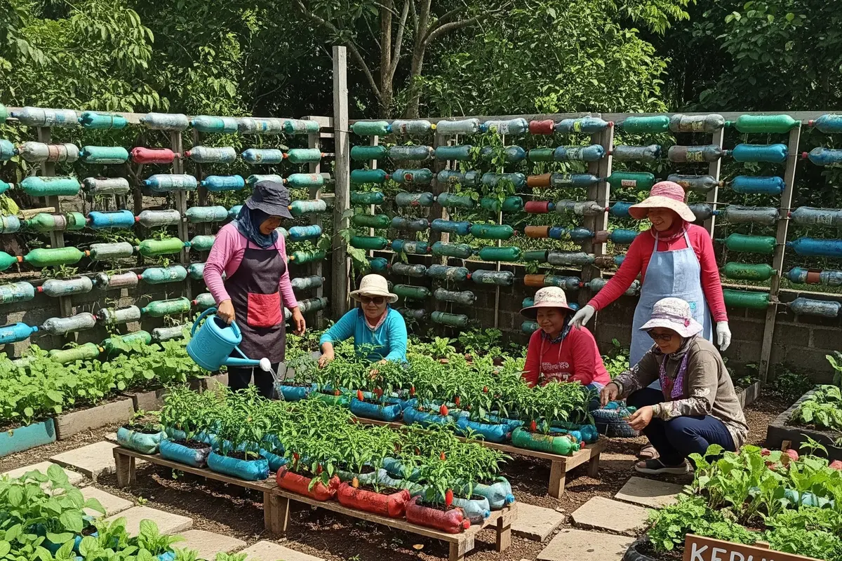 Ide Kebun Sayur untuk Ibu Dasawisma dari Barang Bekas (Image by Gemini AI)