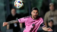 Penyerang Inter Miami, Lionel Messi saat pertandingan sepak bola MLS melawan Real Salt Lake di Chase Stadium, Fort Lauderdale, Florida, 21 Februari 2024. (Chandan Khanna/AFP)