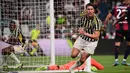 Juventus dikejutkan oleh gol Lewis Ferguson pada menit ke-24, namun Bianconeri akhirnya lolos dari kekalahan berkat sundulan memukau Dusan Vlahovic di menit ke-80. (Marco Alpozzi/LaPresse via AP)