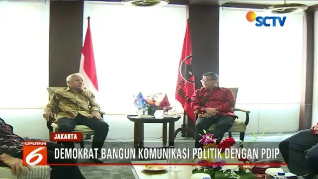 Wakil Ketua DPP Partai Demokrat Agus Hermanto temui Sekjen PDIP Hasto Kristiyanto.