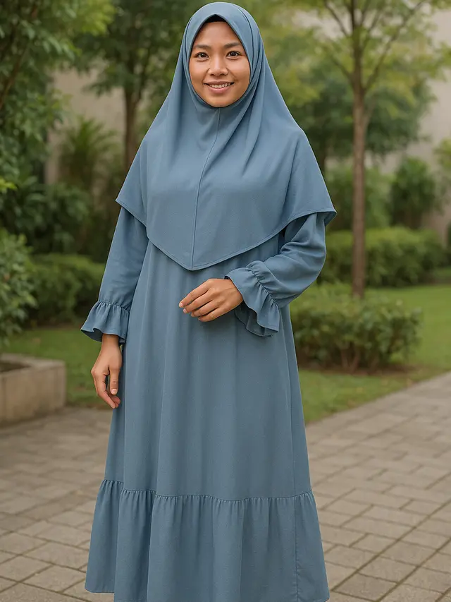 8 Inspirasi Long Dress Lengan Ruffle untuk Ibu-ibu, Bikin Tampilan Awet Muda dan Anggun