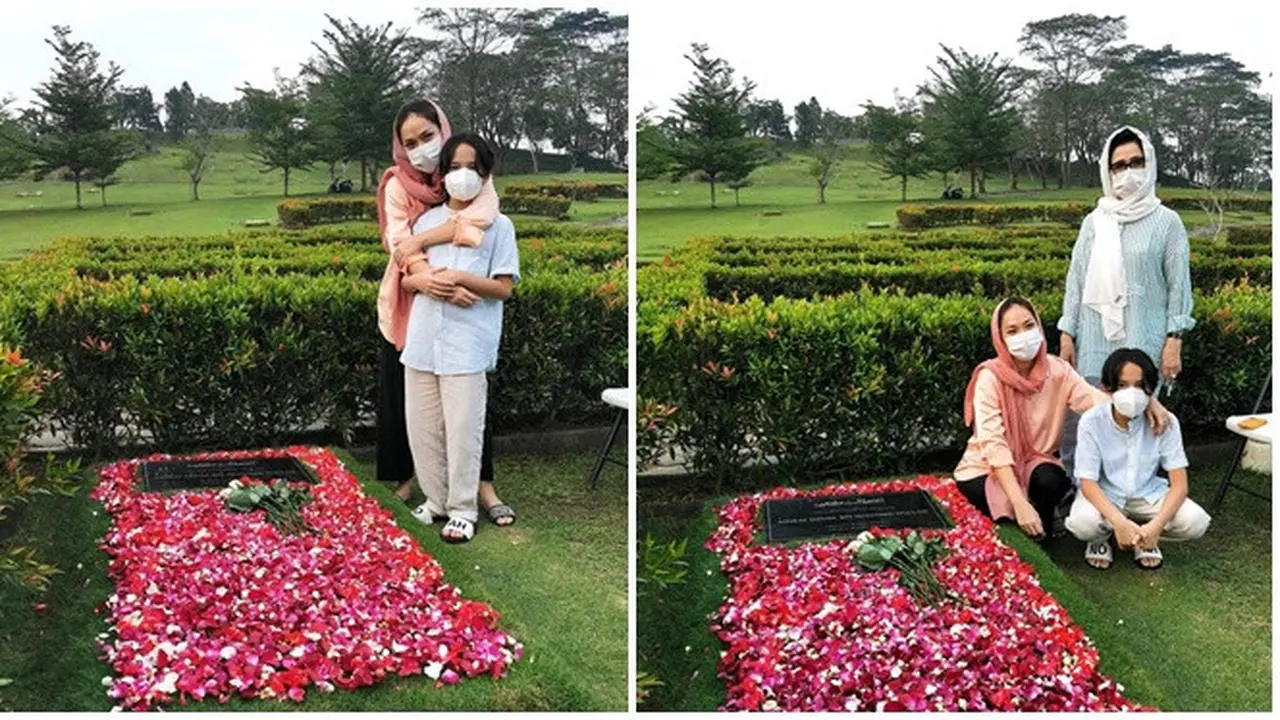 Jelang Ramadan, Ini 6 Momen BCL Ziarah ke Makam Suami Ditemani Noah dan Ibunda