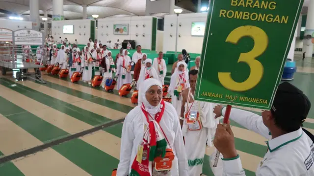 Jemaah Haji Indonesia saat tiba di Bandara King Abdulaziz, Jeddah. Darmawan/MCH