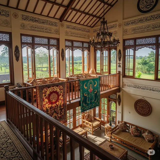 Rumah Mezzanine dengan Pemandangan Kebun yang Luas
