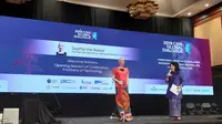 Robot Sophia di acara 2019 CSIS Global Dialogue. (Liputan6.com/Tommy Kurnia)