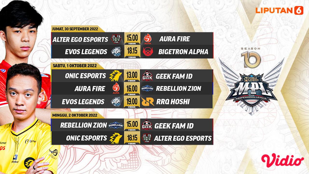 Link Live Streaming MPL ID S10 Week 8 di Vidio 30 September sampai 2 Oktober : Onic Esports Kuasai Papan Atas Klasemen