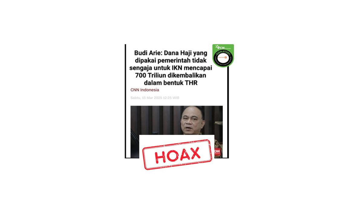 Cek Fakta: Tidak Benar Artikel Menkop Budi Arie Akan Kembalikan Dana Haji yang Dipakai IKN Dalam Bentuk THR