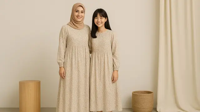 Rekomendasi Gamis Couple Ibu dan Anak untuk Datang ke Acara Perpisahan Sekolah/Ilustrasi gambar oleh AI