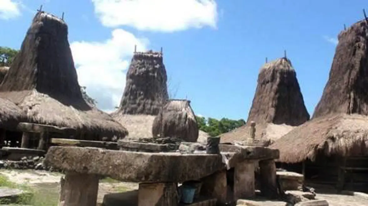 Kampung Adat Tarung, Kelurahan Sobabwawi, Kecamatan Loli, Kabupaten Sumba Barat, NTT, sebelum hangus terbakar. (Liputan6.com/Ola Keda)