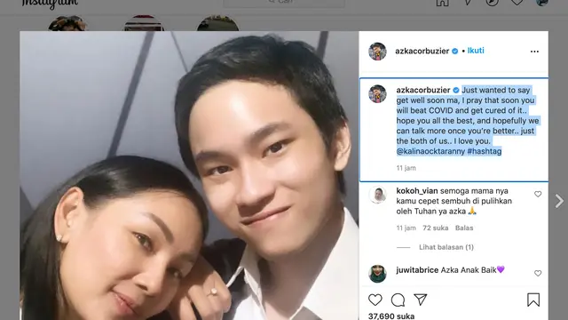 Unggahan Azka Corbuzier. (Foto: Instagram @azkacorbuzier)