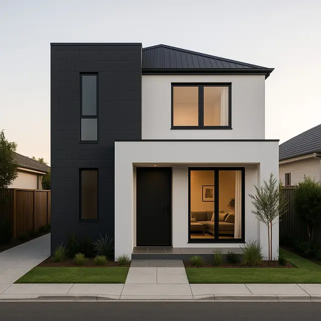 Rumah Minimalis 6x10 dengan Fasad Monokrom/Gambar Via ChatGPT