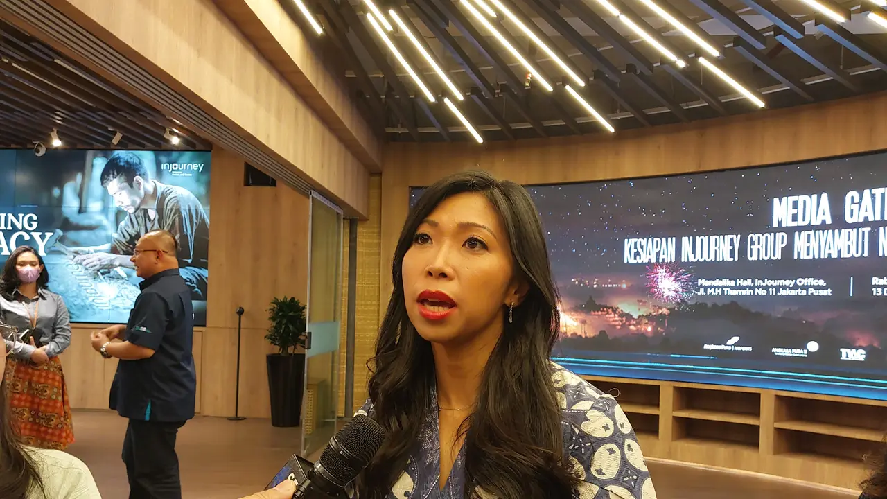 Direktur Pemasaran dan Pengembangan Pariwisata InJourney Maya Watono  di Kantor InJourney, Sarinah, Jakarta, Rabu (13/12/2023).