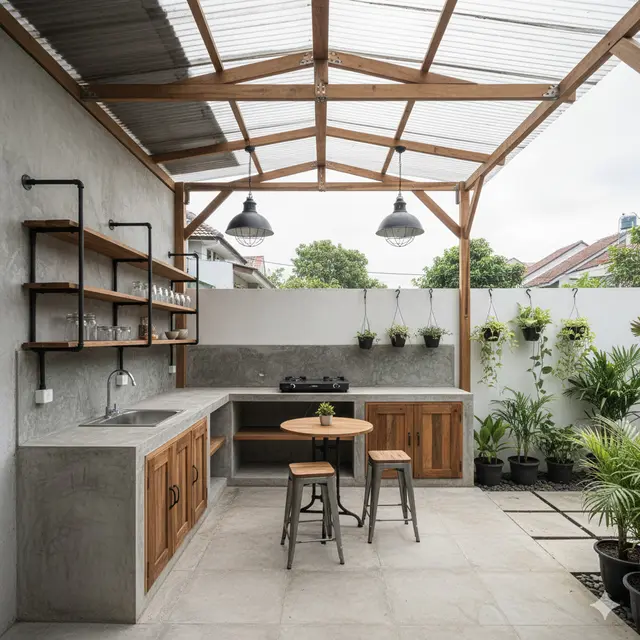 Model Dapur Semi Outdoor Ukuran 3x3 dengan Pencahayaan Alami