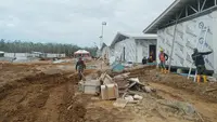 Pembangunan Huntap di Tapanuli Terus Berjalan, Kerangka Rumah dan Batu Bata Tersusun Rapi