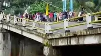 Jembatan penghubung Pangandaran ke Ciamis dan Banjar ambles 1,5 meter.
