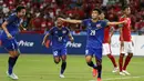 Rungrat Phumichantuk mencetak dua gol ke gawang Indonesia U-23. (Bola.com/Arief Bagus)