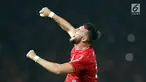 Pemain depan Persija, Marko Simic melompat saat merayakan gol yang dicetaknya ke gawang Tampines Rovers pada penyisihan grup H Piala AFC 2018 di Stadion GBK, Jakarta, Rabu (28/2). Persija unggul 4-1. (Liputan6.com/Helmi Fithriansyah)