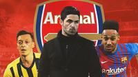 Arsenal - Mesut Ozil, Mikel Arteta, Pierre-Emerick Aubameyang (Bola.com/Adreanus Titus)