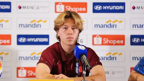<p>Pemain Vietnam, Viktor Le, pada sesi jumpa pers jelang laga final Piala AFF Uu-23 2025 (Abdul Aziz)</p>
