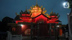 Tampilan masjid Tjia Kang Hoo yang masih dalam penyelesaian pembangunan di Kecamatan Pasar Rebo, Kelurahan Pekayon, Jakarta, Rabu (6/3/2024). (merdeka.com/Imam Buhori)