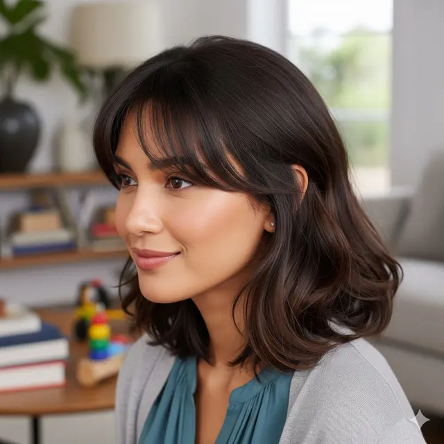Medium-Length Cut with Curtain Bangs