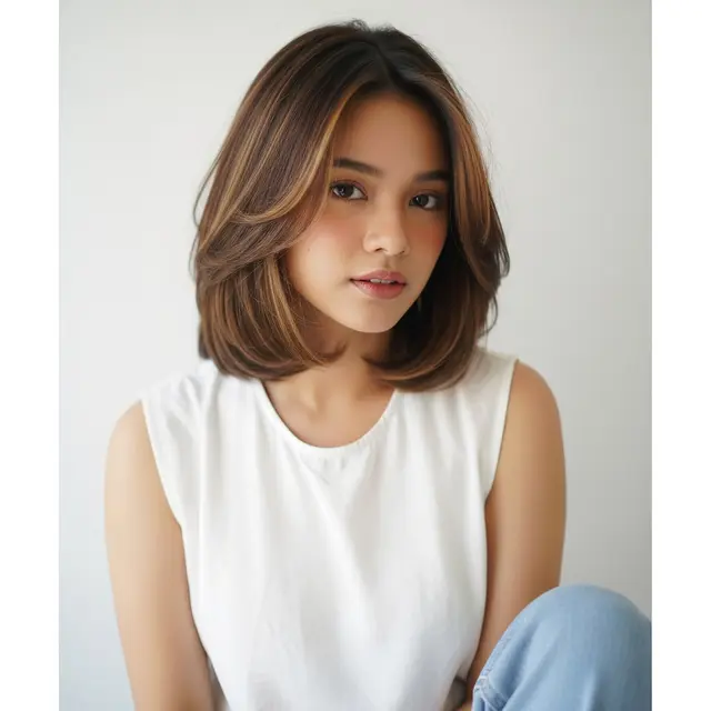 Model Rambut Pendek Coklat Wanita Indonesia. Foto: Gemini