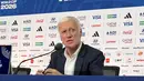 Pelatih Prancis memberikan keterangan kepada awak media setelah timnya mengalahkan Swedia 3-0 pada babak 32 besar Piala Dunia 2026 di MetLife Stadium, New York, New Jersey, Amerika Serikat, Selasa (30/6/2026) waktu setempat atau Rabu (1/7/2026) dini hari WIB. Kemenangan tersebut memastikan Les Bleus melaju ke babak 16 besar. (KLY Sports/Hery Kurniawan)