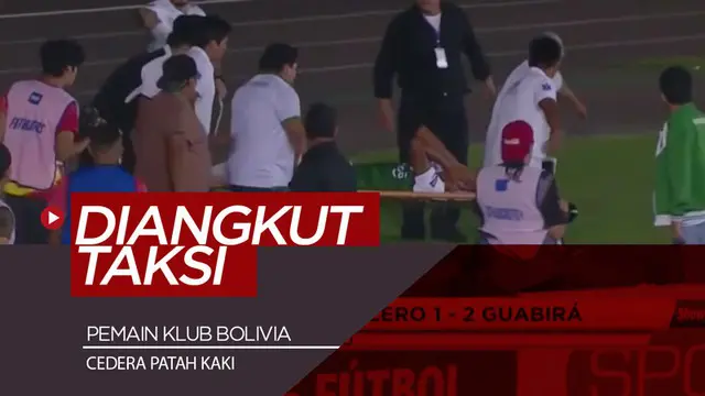 Berita video momen pemain Bolivia, Mario Cuellar, yang cedera patah kaki diangkut pakai taksi ke rumah sakit setelah sopir ambulans menghilang.