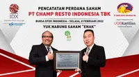 Pencatatan perdana saham PT Champ Resto Indonesia Tbk (ENAK) pada Selasa, (8/2/2022) (Foto: BEI)