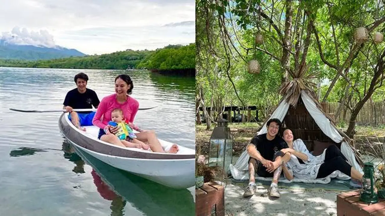 6 Momen Liburan Dimas Anggara dan Nadine Chandrawinata Ajak Buah Hati Liburan di Alam