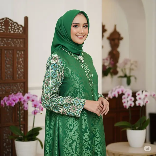 Gamis Brokat Tile Voerin