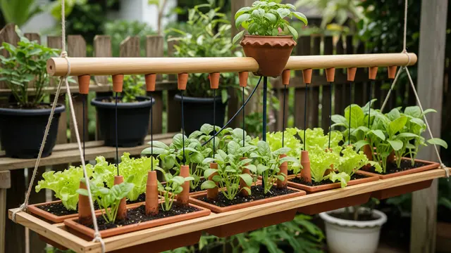 Kebun Mini Sayuran Daun dengan Pengairan Otomatis Tanpa Listrik
