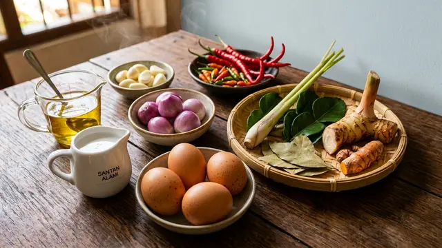 Resep Telur Kuah Opor Pedas (AI Generated)