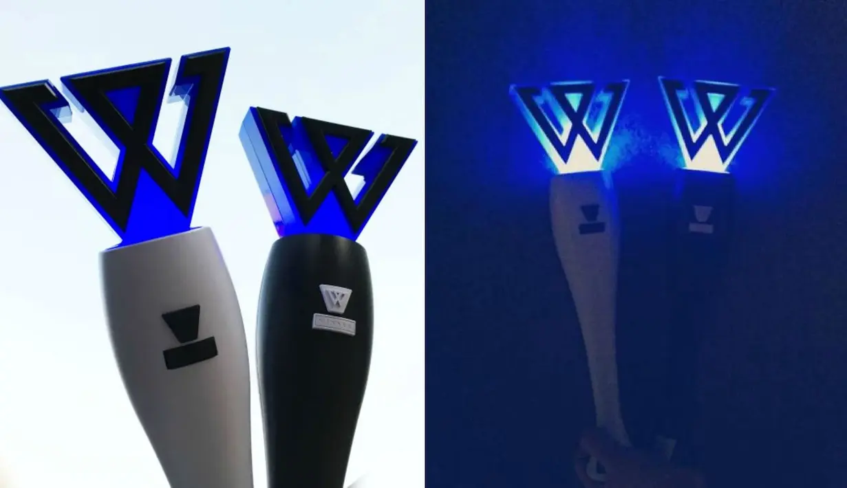 Desain dari lightstick milik WINNER bisa dibilang sangat keren. Lightstick ini mempunyai logo di bagian atasnya. Lightstick ini dipuji oleh fandom lainnya karena desain yang keren. (Foto: koreaboo.com)