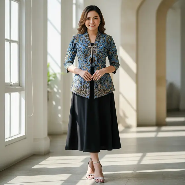 Model Atasan Batik Bawahan Rok Hitam