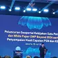 Menteri Pertahanan sekaligus Presiden terpilih Prabowo Subianto meluncurkan Geoportal Kebijakan Satu Peta 2.0 dan White Paper One Map Policy Beyond 2024 di The St Regis Jakarta, Kamis (18/7/2024).