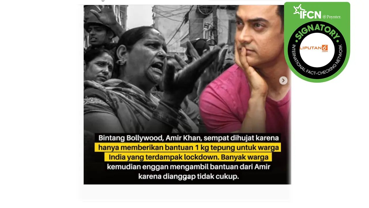 Klaim bantuan bintang Bollywood, Amir Khan untuk warga India di tengah pandemi covid-19.