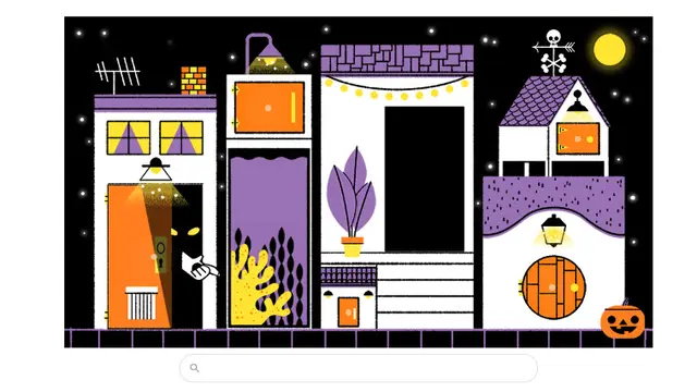 Google Doodle bertema Halloween. Dok: Google