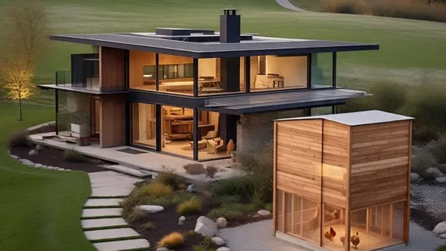 Ilustrasi Rumah dengan Kandang Ayam (Sumber Gambar: Meta AI)