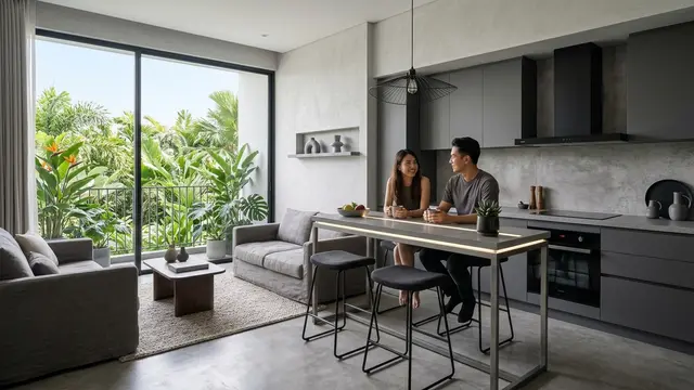 Desain Dapur Minimalis Tanpa Sekat (AI Generated)