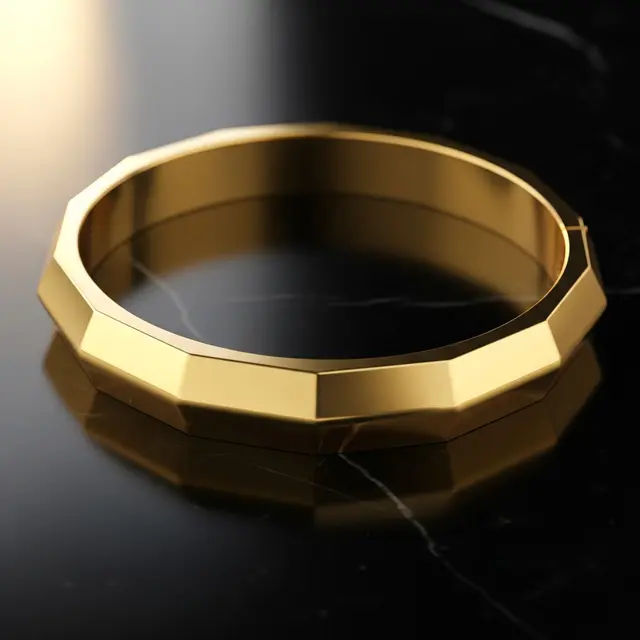 Gelang Emas Bangle Motif Geometris Tampil Modern dan Minimalis