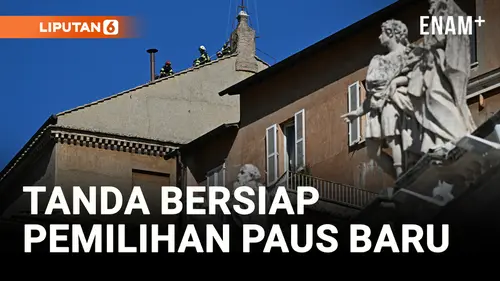 VIDEO: Petugas Pemadam Kebakaran Vatikan Pasang Cerobong Asap di Atap Kapel Sestina untuk Pemilihan Paus Baru