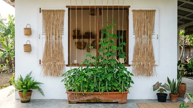 Ide Kebun Buncis Gantung Memanfaatkan Rafia