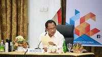 Menteri Dalam Negeri, Tito Karnavian geram karena ada empat kepala daerah di Sumbar yang tidak mengikuti Rakor penanganan Covid-19. (Foto: Liputan6.com/Novia Harlina)