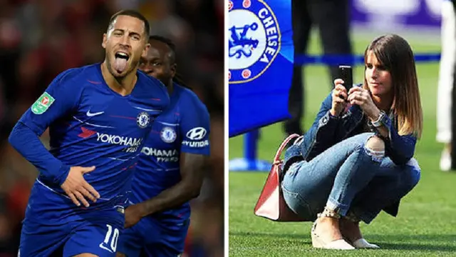 Bintang Chelsea, Eden Hazard dan sang istri, Natacha van Honacker (Istimewa)