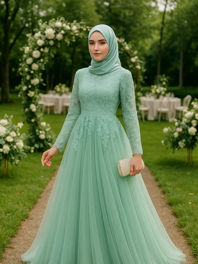 Model Gamis Syari Kekinian Warna Pastel