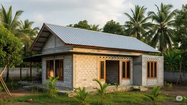 Desain Rumah Minimalis dari Batako dan Baja Ringan yang Kokoh & Murah/Ilustrasi AI