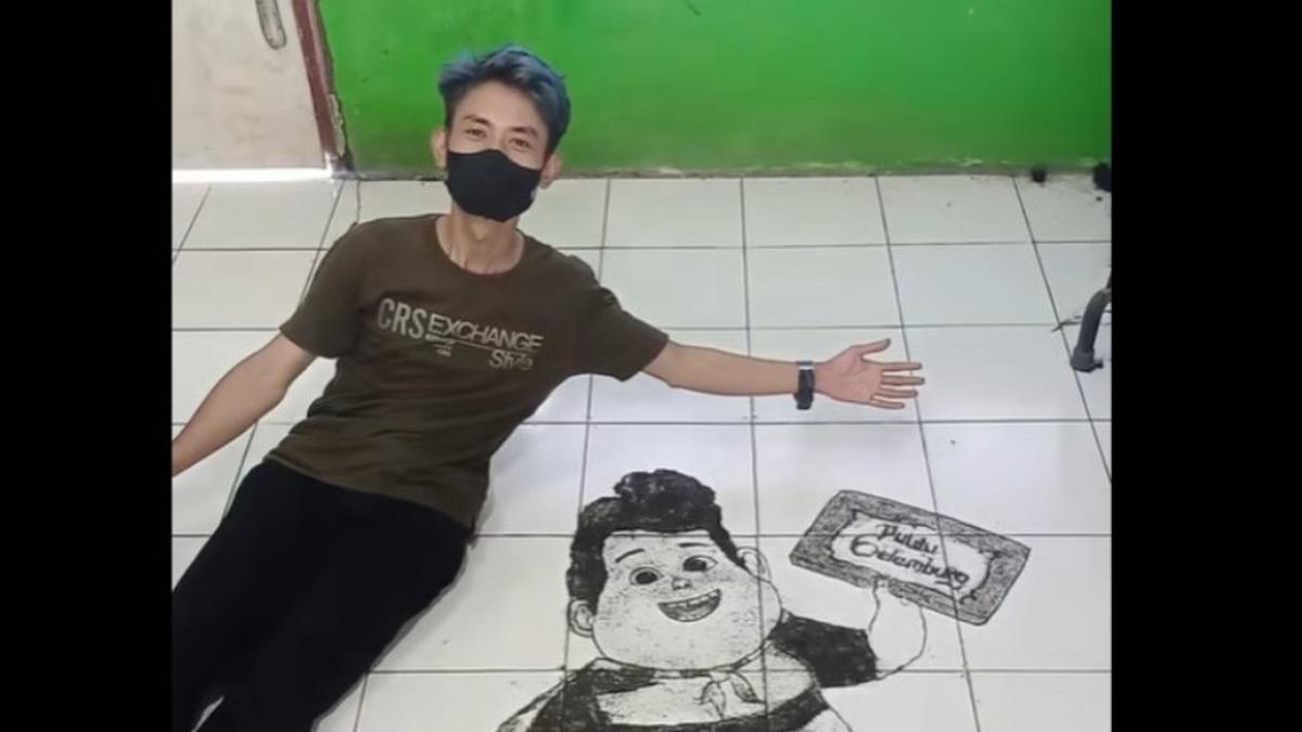 Viral Pria Bikin Gambar Karakter Utama Film Jumbo Pakia Sisa Potongan Rambut